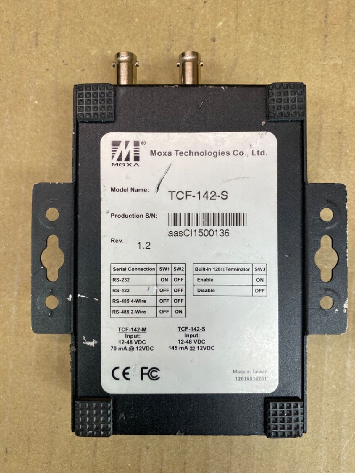 Industrial RS-232/422/485 to Fiber Converter Moxa TCF-142-S 40km Range