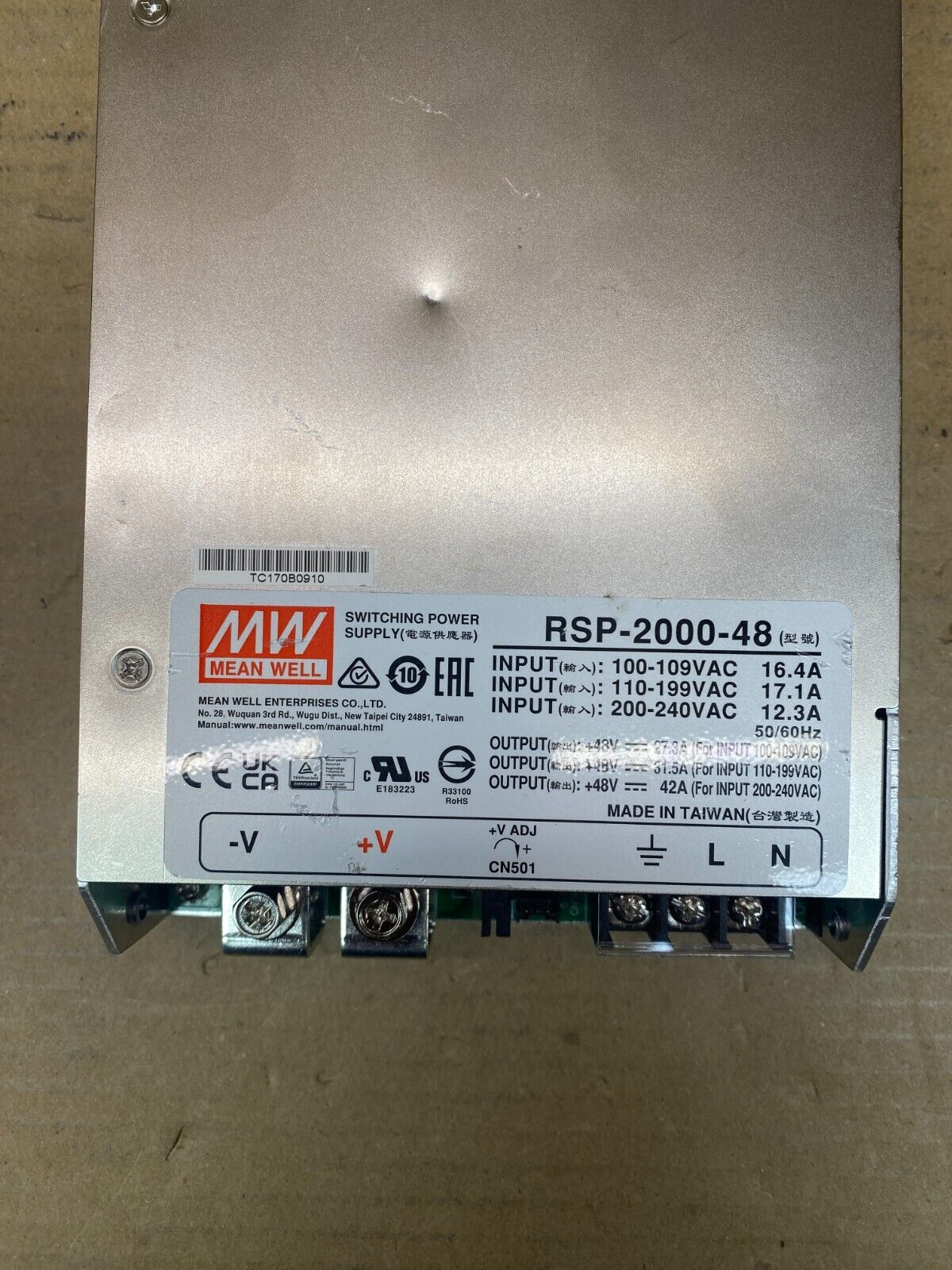 MEAN WELL RSP-2000-48 2000W 48V Power Supply PFC Compact 1U Design