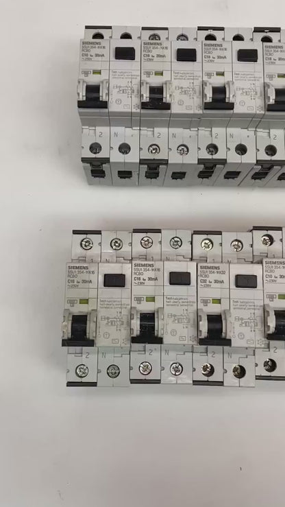 Siemens 5SU1 354-1KK16 C16 30mA RCBO 230V Used Lot of 16