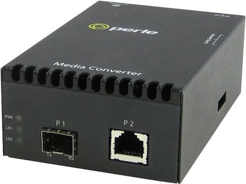 Perle S-10GRT-SFP 10G Media Converter, RJ45 & SFP+ Slots, Copper to Fiber