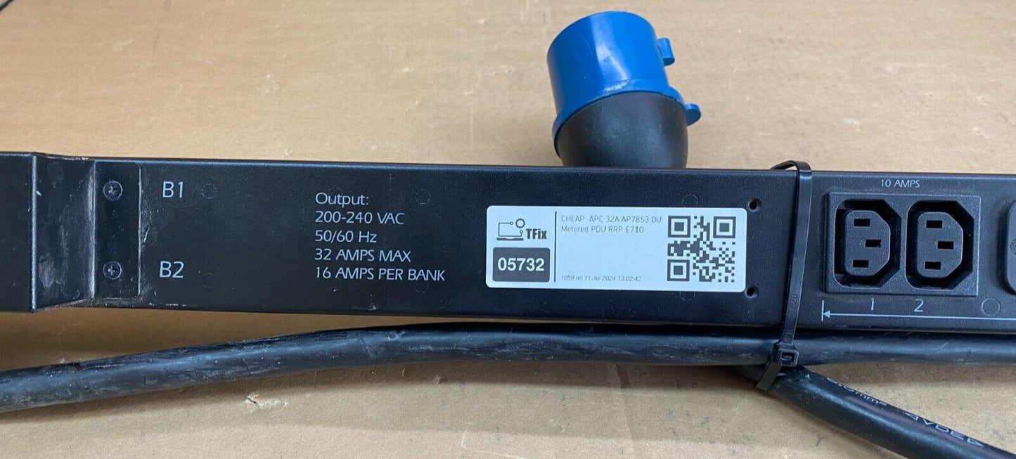 Industrial Metered PDU, APC 32A AP7853, Rack-Mount - FULLY TESTED