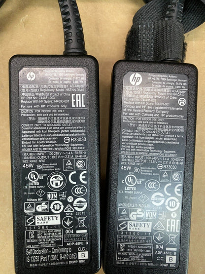 HP 45W 19.5V 2.31A Laptop Charger Adapter Power Supply Twin Pack Units