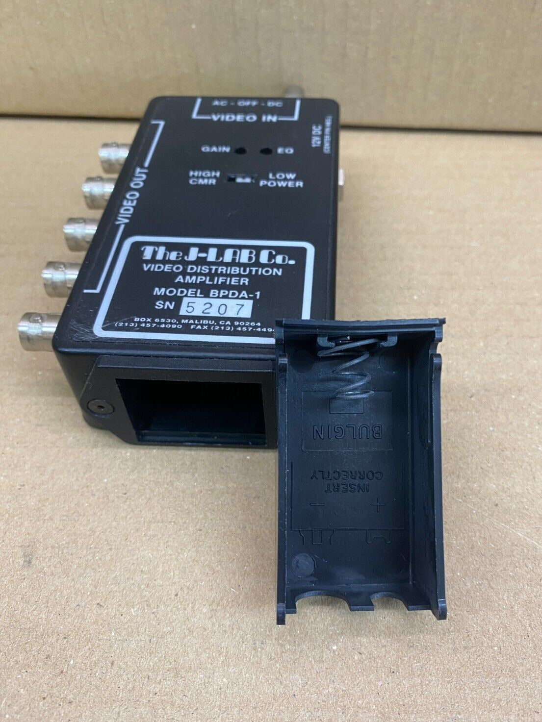 Broadcast Video Distribution Amplifier BNC Composite J-LAB BPDA-1 AC 12V DC